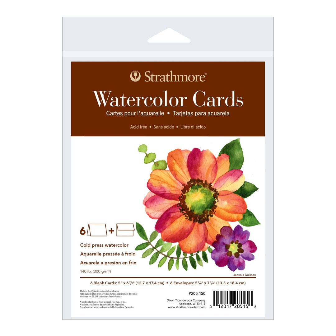 Strathmore Watercolor Cards & Envelopes 5"X6.875" (6 Sets per Pack)