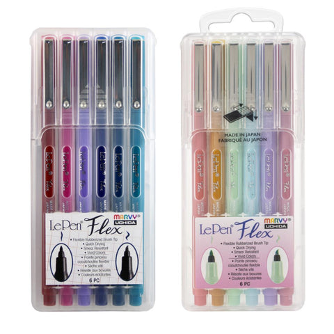 LePen Flex Brush Pen - Pastel/Jewel 6 Colors Set