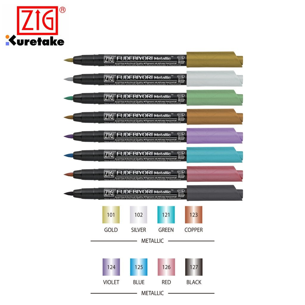 ZIG 筆日和金屬色書法毛筆 Fudebiyori Metallic Brush Pen (單支)